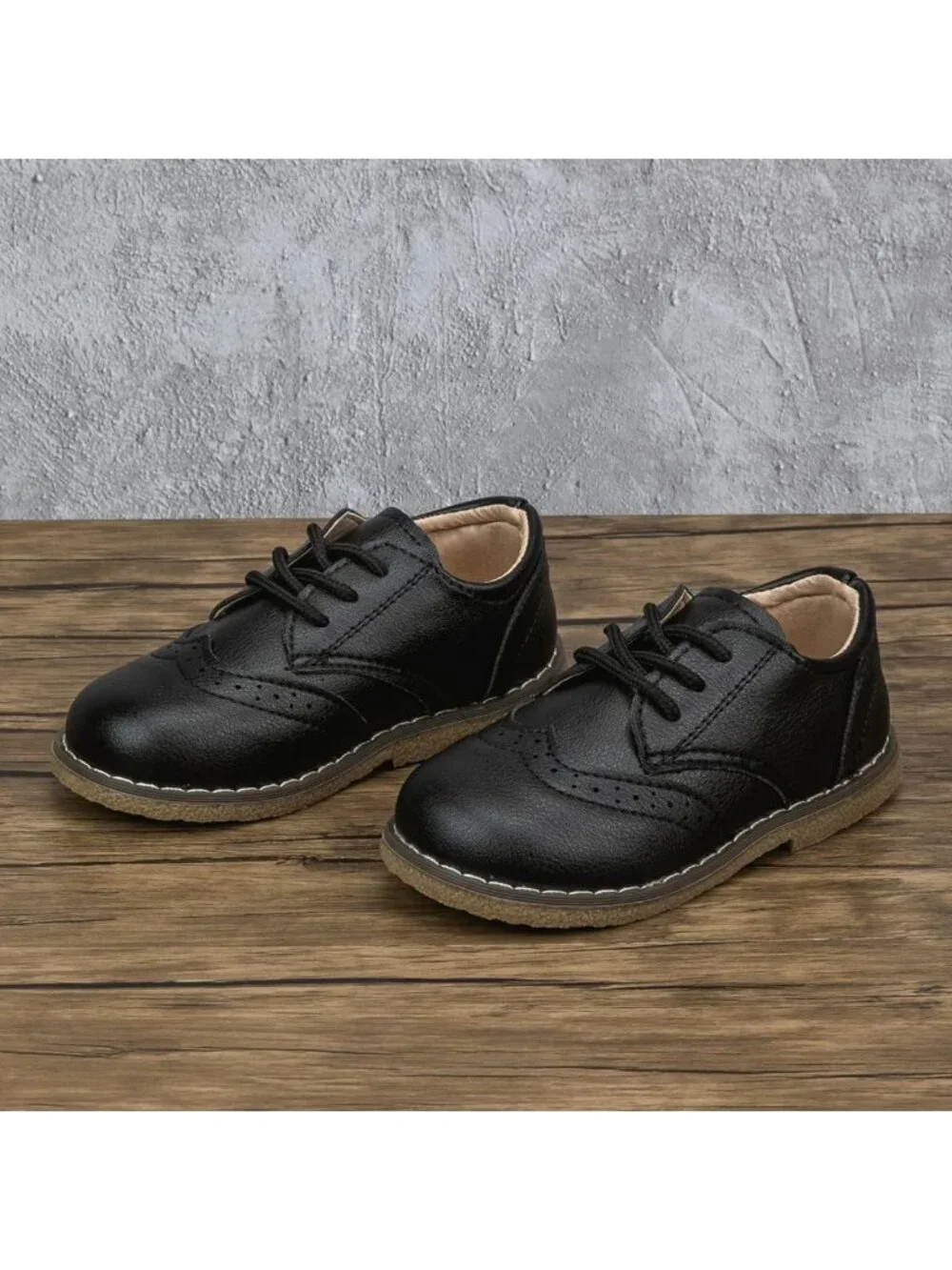 Stylish Toddler Dress Shoes for Boys & Girls - PU Leather Lace-Up Oxfords